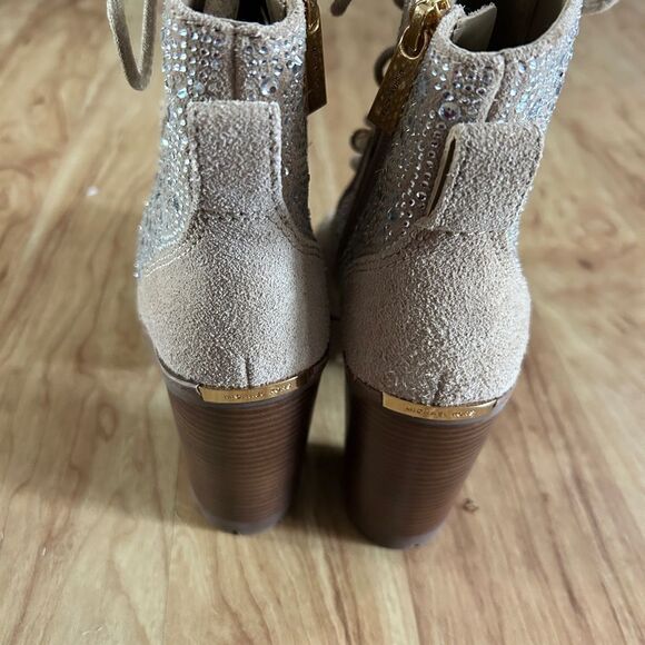 Michael Kors Beige Suede Ankle Boots with Rhinestones - Picture 4 of 7